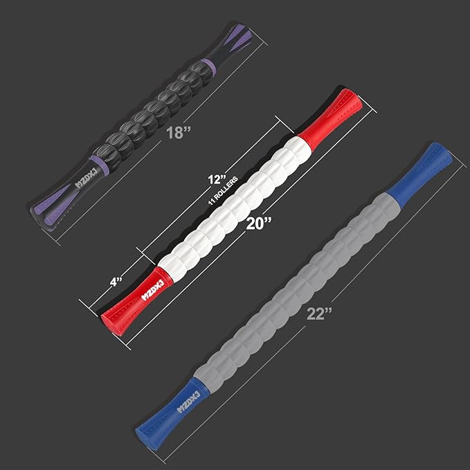Muscle Roller Stick for Athletes - Deep Tissue Fascia Blaster & Roller Massager for Myofascial Pain Relief - Handheld Physical Therapy & Recovery Tool(Red White-20 inch)-Ruum Studio Home