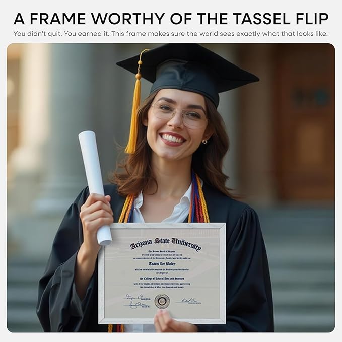 Homeforia 8.5 x 11 Diploma Frame White Wood, High End Oak 8.5x11 Certificate Frames, 11x8.5 Document Frames for Wall or Tabletop, 8.5 by 11 Award White Wooden Frame, Tempered Glass, Wall Kit, Set of 1-Ruum Studio Home