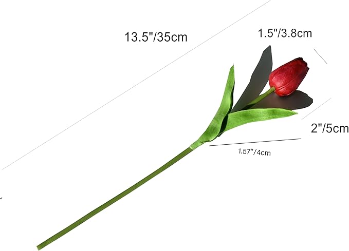 Mandy's Artificial Tulips 20 Stems Burgundy PU Faux Flowers for Wedding Home Decor 13.5 Inch-Ruum Studio Home