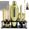 14-Piece Cocktail Shaker Set Bartender Kit with Black Stand, Bar Tool Set for Drink Mixing Bartending Kit Bar Sets Accessories: 750ml(25oz) Shaker, Jigger, Muddler, Cocktail Recipes (Gold)-Ruum Studio Home