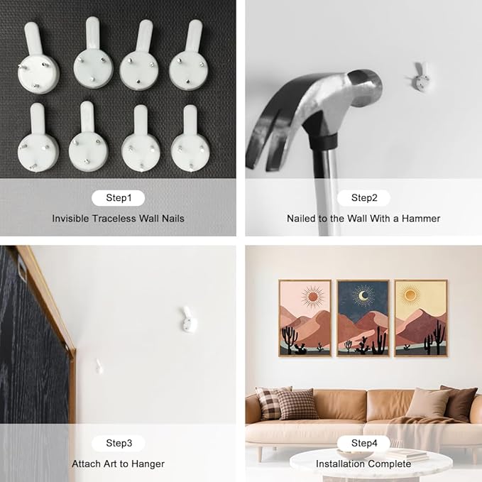 HPNIUB Boho Desert Framed Canvas Wall Art Set, Abstract Sun Moon Art Prints, Modern Cactus Paintings Artwork, Mid Century Southwestern Landscape Wall Decor for Living Room, Bedroom, Office-16 x24 x3-Ruum Studio Home