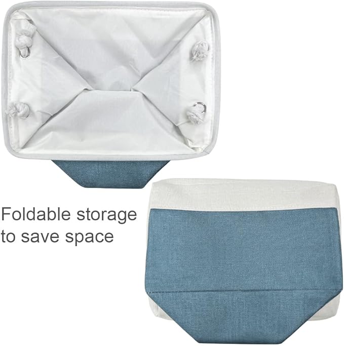 Storage Basket for Organizing - 17X15X12 inch 2 Pack Canvas Storage Bin for Shelves, Fabric Storage Cubes for Cloth Decorative Books Nursery (White & Green)-Ruum Studio Home