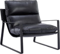 DUOMAY Mid-Century Accent Chair Armchair, Comfy PU Leather Leisure Chair Lazy Chair with Metal Leg for Living Room Bedroom Office Apartment, Black-Ruum Studio Home