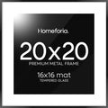 Homeforia 20x20 Picture Frame Black, High End Metal 20x20 Square Poster Frame Matted to 16x16 Print, 20 x 20 Black Frames with Mat 16 x 16 Photo, 20by20 Thin Frames, Tempered Glass, Wall Kit, Set of 1-Ruum Studio Home