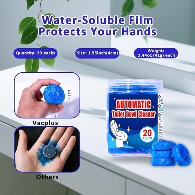 coldchill Toilet Bowl Cleaners 20 PACK, Long-Lasting Toilet Bowl Cleaner Tablets with Sustained-Release Technology Against Tough Stains, Automatic Toilet Cleaner for Deodorizing & Descaling-Ruum Studio Home