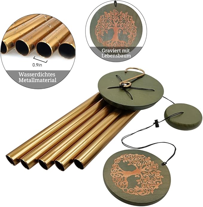 Wind Chimes for Outside,Outdoor Wind Chimes for Mother & Grandma - Large Garden Hanging Decor with Tree of Life Engraving, Perfect for Yard, Home, Christmas, Birthdays-Ruum Studio Home