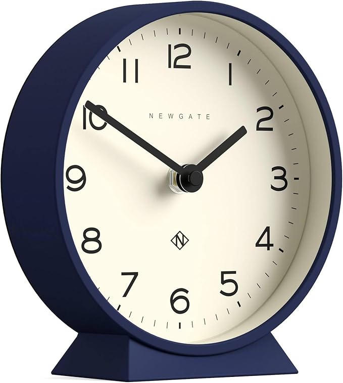 NEWGATE® M Mantel Echo Desk Clock | Modern Round Design | Navy Blue | Easy to Read Numbers | Contemporary Style for Desk, Table, Shelf or Bedside-Ruum Studio Home