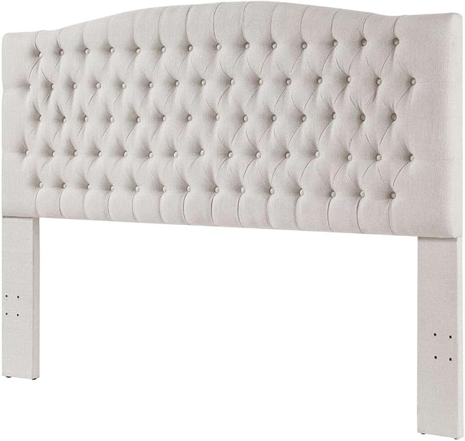 24KF Upholstered Tufted Button Linen Fabric Headboard,Comfortable Fashional Headboard King/CA King Size,Ivory-Ruum Studio Home