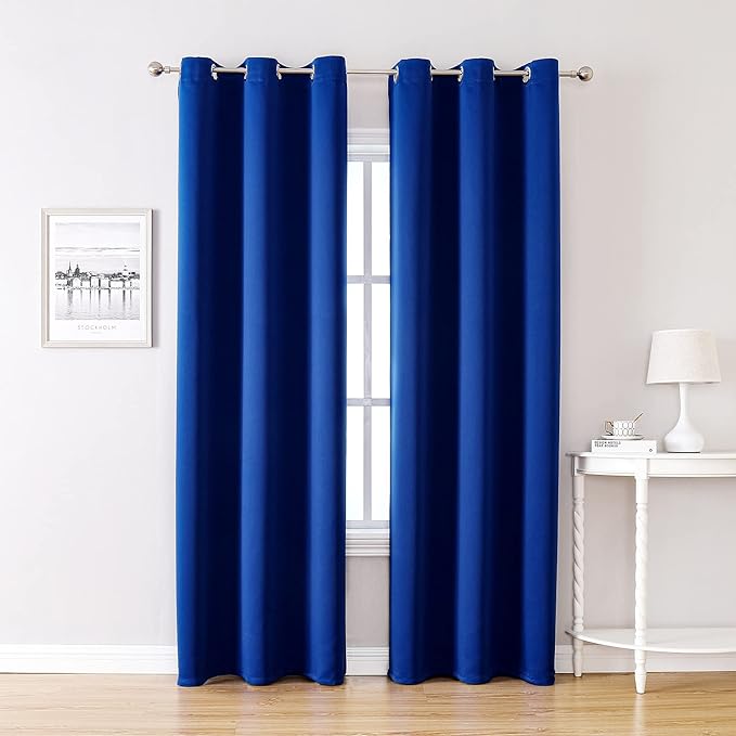 ChrisDowa Grommet Blackout Curtains for Bedroom and Living Room - 2 Panels Set Thermal Insulated Room Darkening Curtains (Royal Blue, 42W x 84L)-Ruum Studio Home
