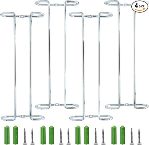 10 Inch Wine Glass Rack Under Cabinet Shelf Stemware Storage Hanging Hanger Organizer Glasses Holder with Drying Under Counter Metal for Kitchen and Bar Set of 4 Silver-Ruum Studio Home