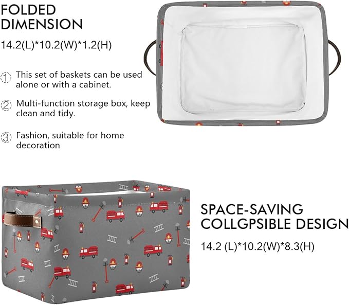 Storage Basket Bin Firefighter Equipment and Tools Organizer Basket Collapsible Shelf Basket Cube with handle for Nursery Bedroom Bathroom-Ruum Studio Home