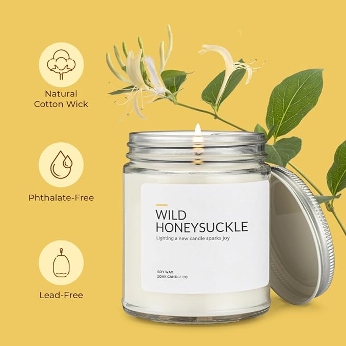 1OAK Soy Wax Scented Candles (Wild Honeysuckle) - Long Burning Premium Hand-Poured (7oz.)-Ruum Studio Home