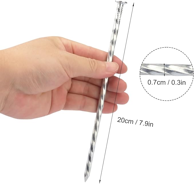 60 PCS 8 Inch Spiral Metal Galvanized Landscape Spikes, Galvanized Non-Rust Metal Garden Stakes, Garden Nails for Artificial Turf, Weed Barrier, Tent, Carpentry and More, by GENHAKON.-Ruum Studio Home