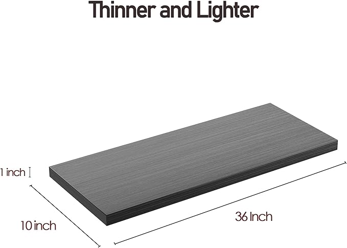 Wall Shelf Set of 2,Dark Wood Floating Shelves 36 in W x 10 in D x 1 in H, Wooden Floating Wall Shelf with Invisible Brackets for Living Room/Bedroom/Bathroom/Kitchen Storage and Decor-Ruum Studio Home