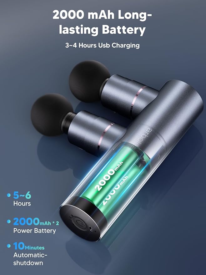 arboleaf Massage Gun Deep Tissue with Double Heads, Full-Metal Electric Portable Handheld Massager for Back, Shoulder, Sore Muscles, Pain Relief, 5 Modes, Seamless Speed Control-Ruum Studio Home