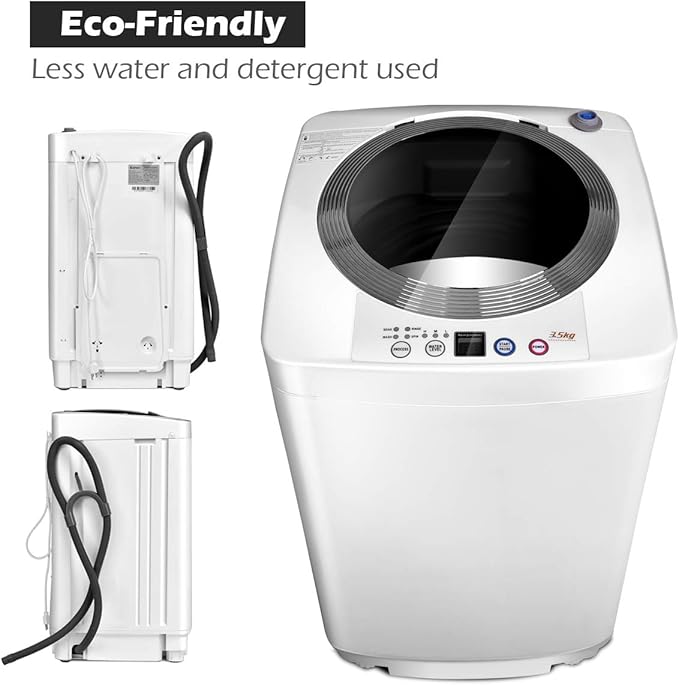 Giantex Portable Washing Machine, Full Automatic Washer and Dryer Combo, with Built-in Pump Drain 8 LBS Capacity Compact Laundry Washer Spin Dryer for Apartment RV Dorm-Ruum Studio Home