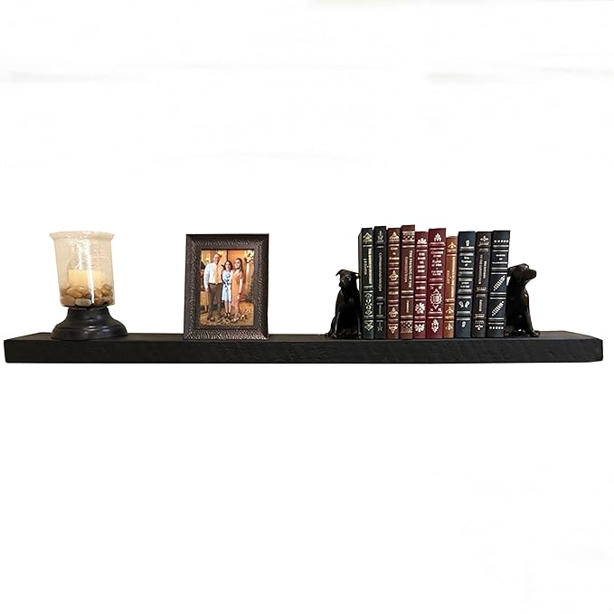 joelsantiques - 54 Inch Wooden Floating Shelves for Wall - 54x8x2 in - Made of Natural Wood - Long Heavy Duty Rustic Wall Shelves for Bedroom - Perfect for Living Room, Kitchen - Black-Ruum Studio Home