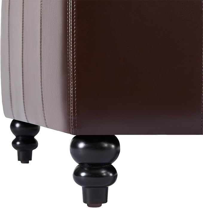 HUIMO Square Leather Storage Ottoman,Ottoman Coffee Table with Storage for Living Room (Brown)-Ruum Studio Home