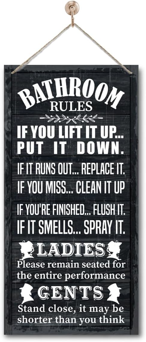 Rustic Bathroom Decor, Western Bathroom Decor, Funny Bathroom Signs Wall Decor, Bathroom Decor, Farmhouse Bathroom Decor, Country Bathroom Decor, Bathroom Signs, Bathroom Rules Wall Décor A1-Ruum Studio Home
