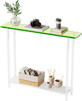 Sleek Modern 2-Tier Acrylic Console Table, 39.4" L x 7.6" W x 31.5" H - Entryway Table for Hallway, Living Room, Sofa Side, Small Spaces (Green)-Ruum Studio Home