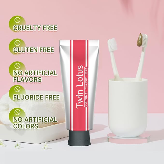 Original Herbal Toothpaste - Travel Size 0.88 oz, Pack of 4 - Fluoride-Free, Fresh Mint - Natural, Non GMO, Fluoride Free, Gluten Free,Oral Care, Freshens Breath-Ruum Studio Home