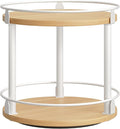 Lazy Susan Organizer, Rotating Spice Rack, 2 Tier Spice Turntable Organizer, Industrial Turntable Spice Holder, for Kitchen Countertop, Compact and Versatile, White and Natural SR22WN-Ruum Studio Home
