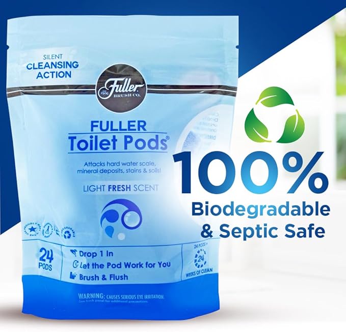 Fuller Brush Toilet Bowl Cleaner Pods - Water Soluble Tablet Cleansers, Cleans Descales & Refreshes Bathroom Toilets Removes Odors Soils & Stains Light Fresh Scent Ideal for Homes & Businesses 1-Pack-Ruum Studio Home