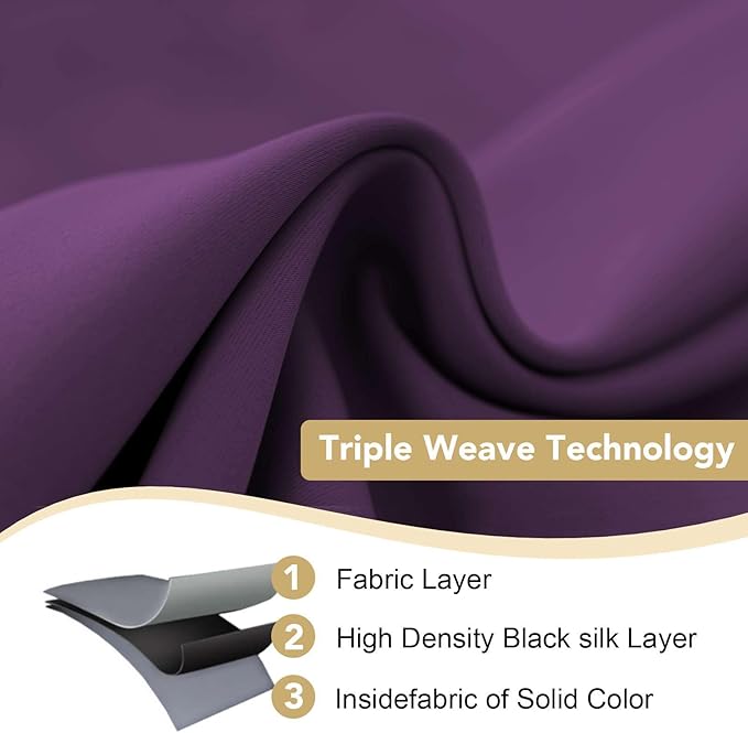 H.VERSAILTEX Window Treatment Blackout Thermal Insulated Room Darkening Solid Grommet Curtains/Drapes for Bedroom (Set of 2 Panels,52 by 63 Inch Long,Plum Purple)-Ruum Studio Home