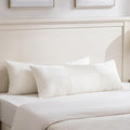 Fancy Homi Set of 2 Cream White Boho Long Lumbar Body Decorative Throw Pillow Cover 14x36 Inch for Bed Couch Bedroom Bench, Soft Patchwork Corduroy Textured Pillow Case, Rustic Farmhouse Room Décor-Ruum Studio Home