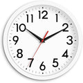 12 Inch Wall Clock Battery Operated Silent Non Ticking Analog Modern Decorative for Office Kitchen Outdoor Living Room Classroom Bedroom Bathroom School(White)-Ruum Studio Home