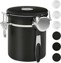 ShanSon Coffee Canister Airtight Coffee Container Stainless Steel Coffee Bean Storage Container with Scoop Coffee Canister for Beans Grounds Sugar Flour Tea Cereal,16OZ, Black-Ruum Studio Home