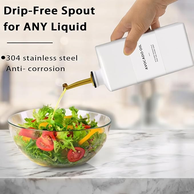 Olive Oil Dispenser Bottle for Kitchen, 16.9oz Soy Sauce Dispenser, UV Protected Oil&Vinegar Cruet Set, Soy Sauce Dispenser (White, Set of 2)-Ruum Studio Home