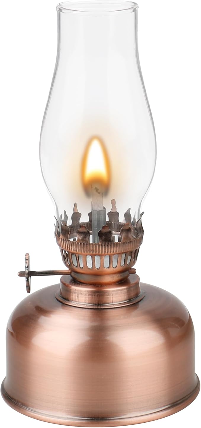 Retisee Vintage Clear Glass Hurricane Lamp - Antique-Style Adjustable Oil Wick Lantern for Indoor/Outdoor, 10oz Rustic Illumination and Tabletop Decor-Ruum Studio Home