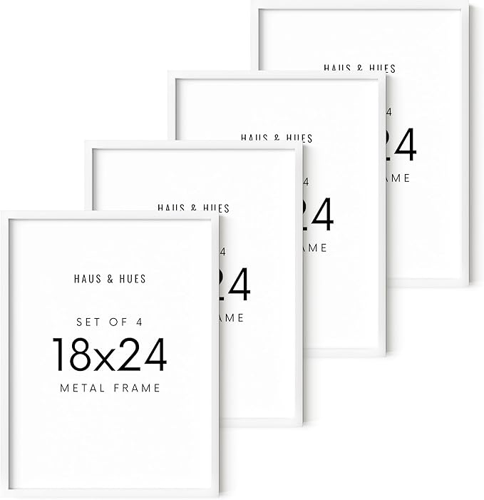 HAUS AND HUES 18x24 White Metal Picture Frames - Features Premium Aluminum, Vertical & Horizontal Hang, Shatterproof Plexiglass - Perfect for Home, Room, Office (18x24 in, White, Set of 4)-Ruum Studio Home