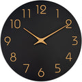 Mosewa Wall Clock 8 Inch Black Battery Operated Silent Non Ticking Simple Minimalist Rose Gold Numbers Decorative for Bedroom Living Room Kitchen Home Bathroom Office-Ruum Studio Home