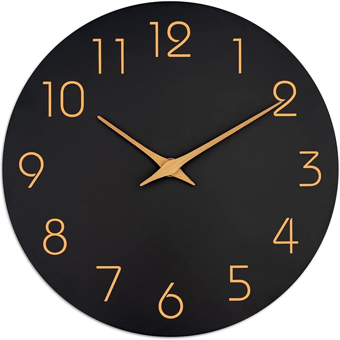 Mosewa Wall Clock 8 Inch Black Battery Operated Silent Non Ticking Simple Minimalist Rose Gold Numbers Decorative for Bedroom Living Room Kitchen Home Bathroom Office-Ruum Studio Home