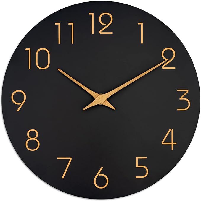 Mosewa Wall Clock Battery Operated 10 Inch Black Silent Non Ticking Simple Minimalist Style Rose Gold Numbers Decorative for Living Room Kitchen Home Office Bathroom-Ruum Studio Home