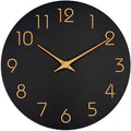 Mosewa Wall Clock Battery Operated 10 Inch Black Silent Non Ticking Simple Minimalist Style Rose Gold Numbers Decorative for Living Room Kitchen Home Office Bathroom-Ruum Studio Home