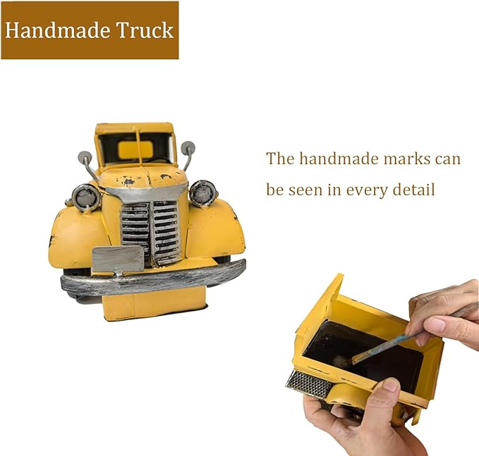 Decorative Book Ends Vintage Bookends: Metal Truck Book Stopper for Kid Books for Grandson Men Teen - Farmhouse Decor for Bookcase Shelf Table Coffee Bar Office Home Yellow-Ruum Studio Home