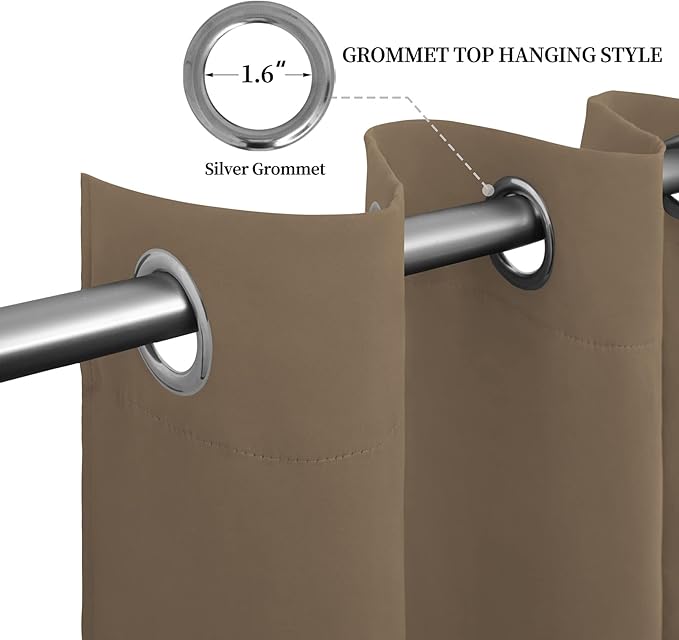 Easy-Going Blackout Curtains for Bedroom, Solid Thermal Insulated Grommet and Noise Reduction Window Drapes, Room Darkening Curtains for Living Room, 2 Panels (52x96 in,Camel)-Ruum Studio Home