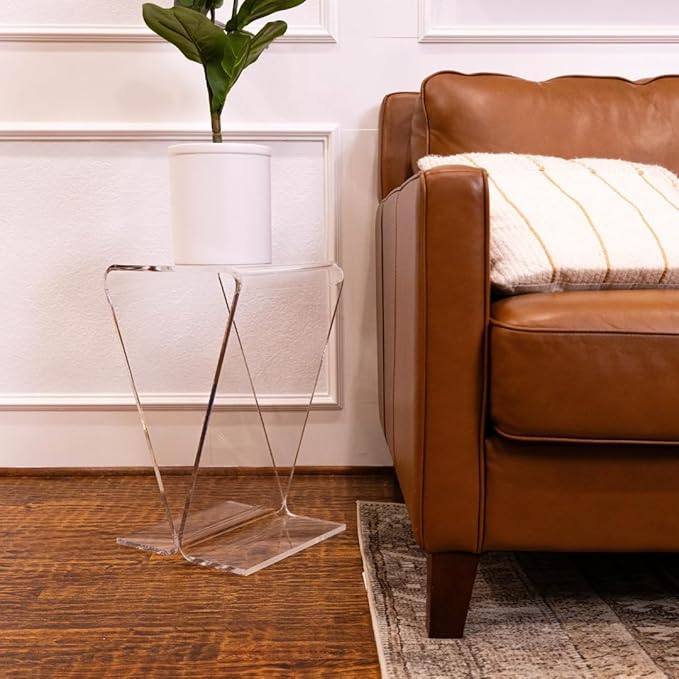 Clarte Acrylic V-Shaped End Table | Side Table for Living Room or Nighstand for Bedrooms | Premium Durable Glass-Like Design-Ruum Studio Home