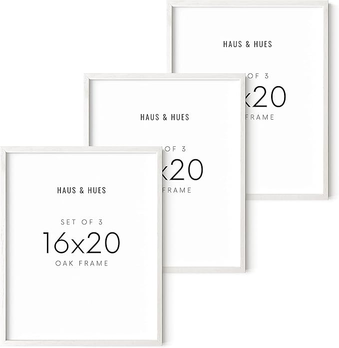 HAUS AND HUES 16x20 Frames Set of 3 - White Picture Pack Poster 16x20, Wall Frame Collage Decor 16 x 20 (White Oak Frame)-Ruum Studio Home