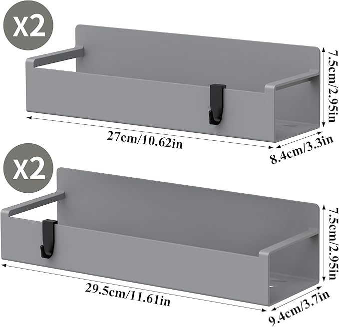 4 Pack Magnetic Spice Rack Organizer for Refrigerator and Oven, Dark Grey Fridge Organizers and Storage for Kitchen-Ruum Studio Home