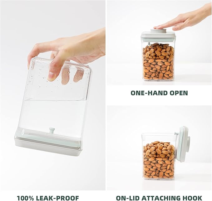 Pop Airtight Containers for Food Storage, Leakproof Air Tight Containers Pantry Storage Containers with Lids - Set of 2 (2.0Qt&0.9Qt)-Ruum Studio Home