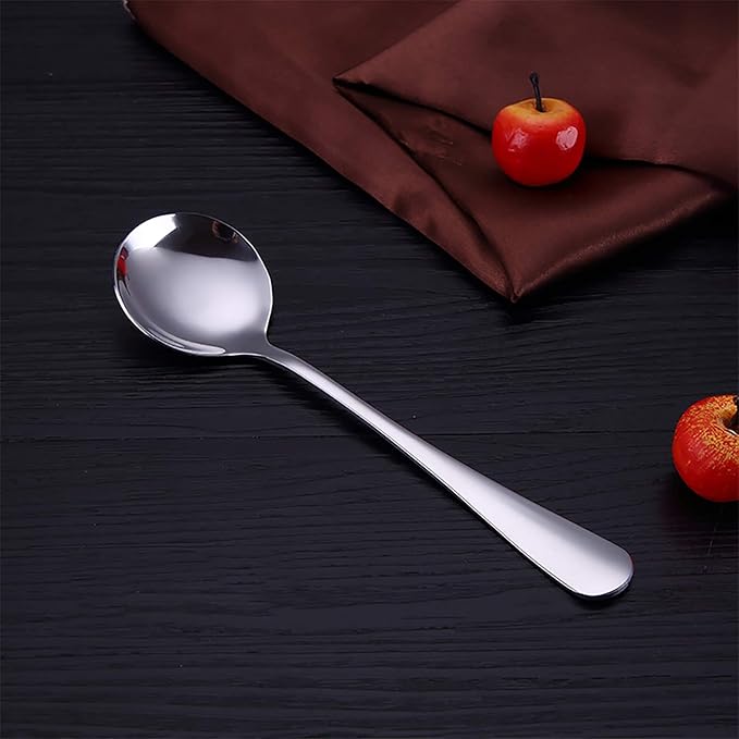 VANRA 4-Piece Children Spoons Round Stainless Steel Kids Dinner Spoons Child Silver Cutlery Set 5.8-inch (4 round spoons)-Ruum Studio Home