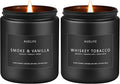 2 Pack Candle | Smoke & Vanilla + Whiskey Tobacco - Candles for Men - Masculine Candle, Soy Candles for Home Scented - Gifts for Men, Home Fragrance Manly Gifts - Each of 7oz-Ruum Studio Home