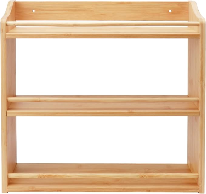 3 Tier Bamboo Spice Rack, Spice Rack Organizer, Seasoning Jars Rack Shelf Spice Organizer for Kitchen Counter or Wall Mounting, Bamboo Spice Storage Holder-Ruum Studio Home