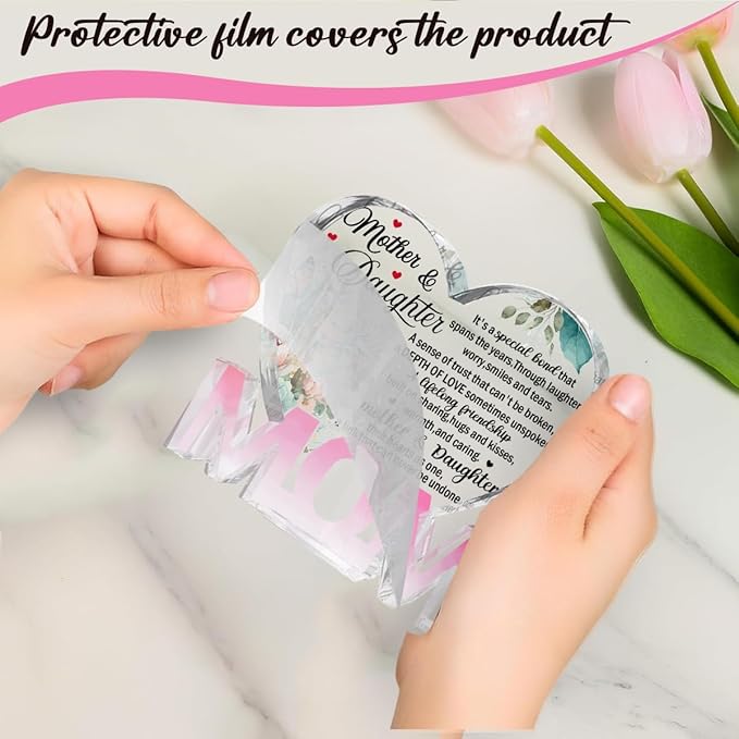 Mothers Day Gifts Best Mom Gifts -Gifts for Mom from Daughter Son - Best Mom Ever Gifts Unique Mother Birthday Acrylic Heart-Shaped Plaque Desk Decorations Present for Mom Christmas Anniversary-Ruum Studio Home