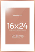 Homeforia 16x24 Picture Frame Rose Gold, High End Metal 16x24 Poster Frames with Mat 12x18 inch Photo, 16 x 24 Rose Gold Frame Matted to 12 by 18 Print, 24x16 Frame, Tempered Glass, Wall Kit, Set of 1-Ruum Studio Home