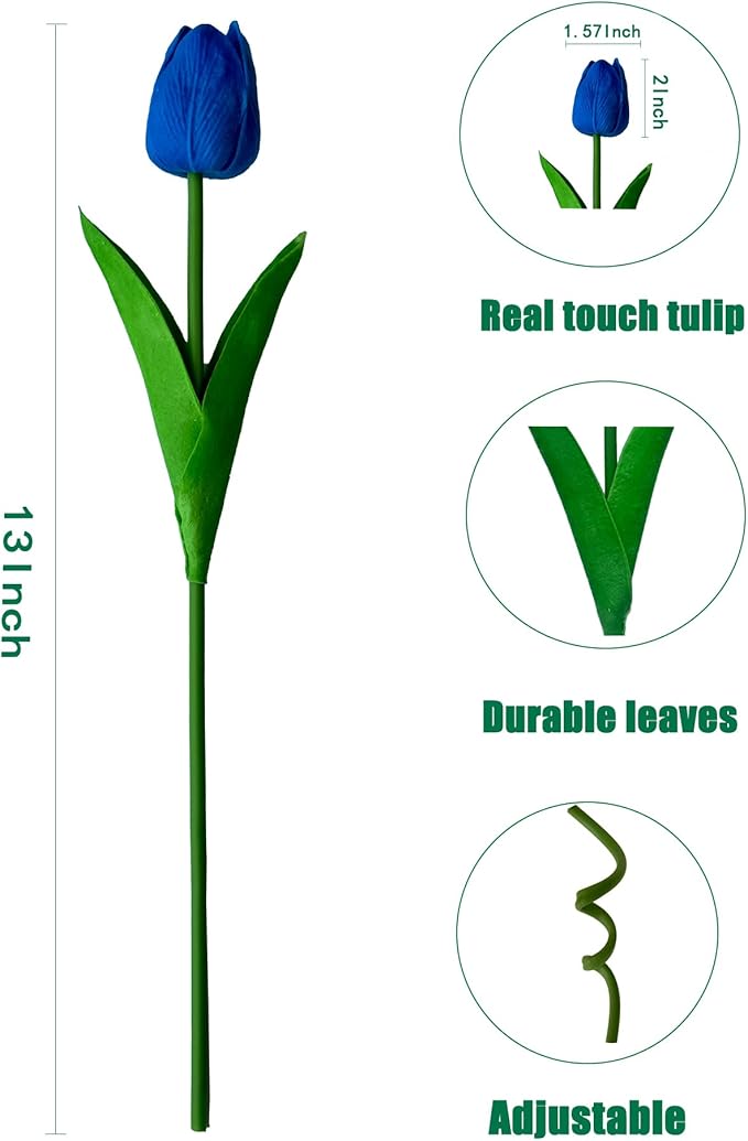 Artificial Tulips Flowers Long Stem Faux Tulips 15PCS Real Touch Fake Tulip for Vase Farmhouse Kitchen Spring & Wedding Home Decor-Ruum Studio Home